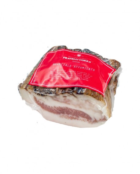 Guanciale Affumicato - trancio piccolo 420g sottovuoto - stagionatura 4 mesi - Fratelli Corra