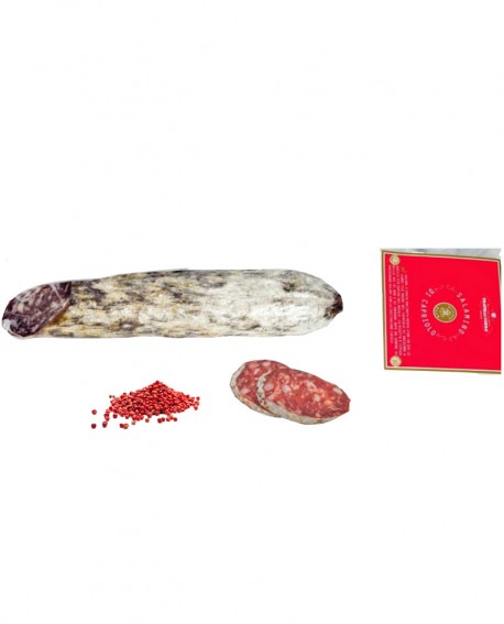 Salame di Capriolo Riserva Roen al pepe rosa - Rehsalami 230g sottovuoto - stagionatura 60 giorni - Fratelli Corra